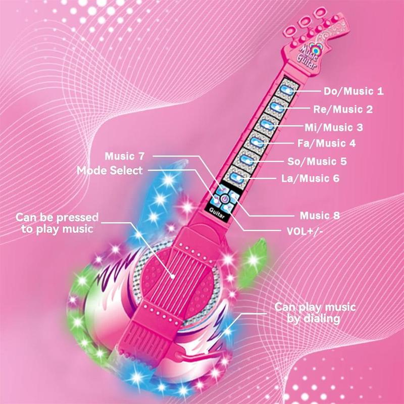 Fun Musical Toy for Kids 3 4 5 6 7 Years, Lightweight Pretend Play Microphone Guitar Instrument Toys, Birthday Gifts for Girls 3-7