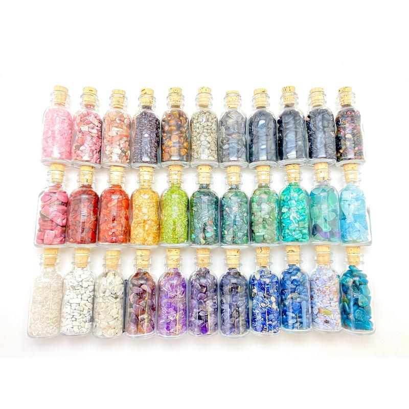 Gemstone Bottle (70 stone types available) Stone Bottles by New Moon Beginnings - Gemstone Chips