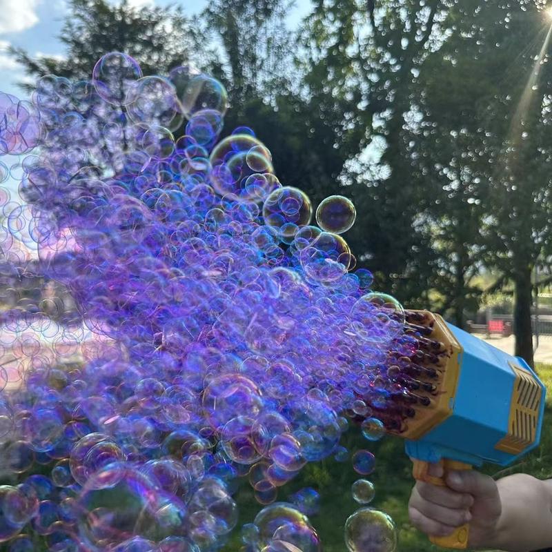 Bubble Machine Bubble Blaster Toys for Kids Bubble Maker with 69 Holes and Colorful Lights