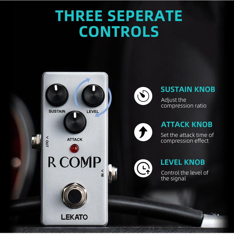 Compressor Pedal, Portable Mini Vintage Compressor Guitar Effect Pedal for Electric Guitar and Bass with True Bypass, Music Accessories