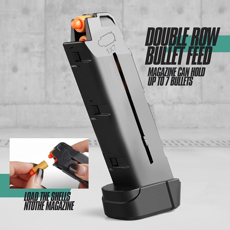 Soft bullet toy gun, bounce bullet automatic rebound decompression, can be empty hanging for clips, educational model toys