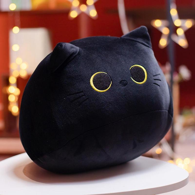 Black Cat Design Plush Toy, Cute Stuffed Animal Plushie, Soft & Comfy Plush Toy for Kids & Pet, Birthday Gift, Home Decor Ornament