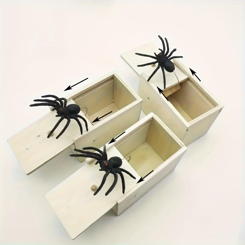 A Wooden Spider Prank Box-Funny Prank Gift Practical Joke Suit, Suitable for Various Room Types, Outdoor Use, Holiday Themes Include Halloween