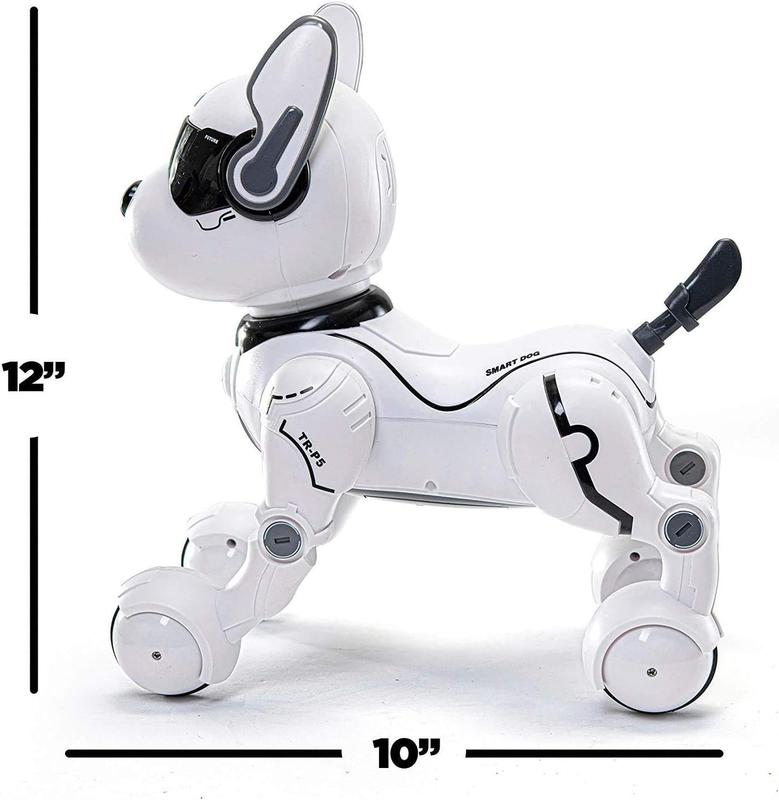 Rechargeable Robot Dog- Interactive Smart Robo Dog for Kids Ages 5-7 - Programmable with Remote Control, Voice and Touch Features - Realistic Actions and Perform Tricks - 4x5x6 Inches (White)