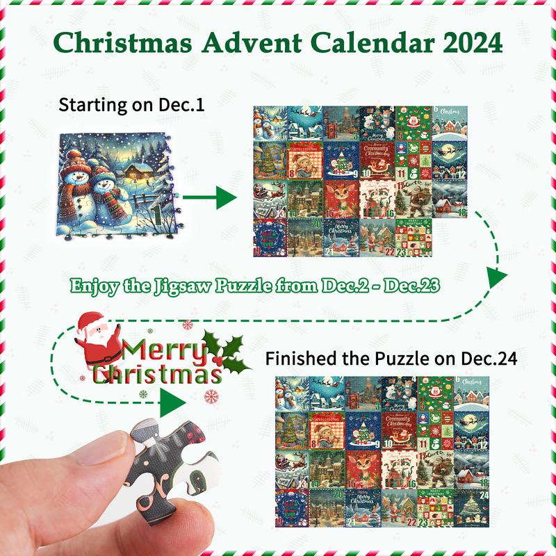 All4jig Advent Calendar 2024 Christmas Jigsaw Puzzles for Adults Kids, 1008 Pieces 24 Days Countdown Calendar Adult Puzzles, Perfect Xmas Christmas Vacation Advent Calendar Gift