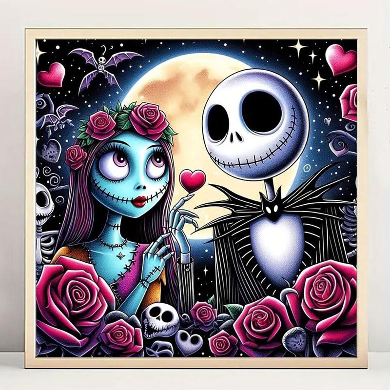 5D Diamond Arts Colorful Painting Kit, Jack and Sally Pattern DIY Diamond Arts Painting without Frame, Handmade Art Crafts for Home Decor