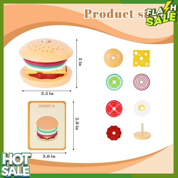 MCPINKY Wooden Stacking Toys, Montessori Toys, Burger Stacking Toys Educational Preschool