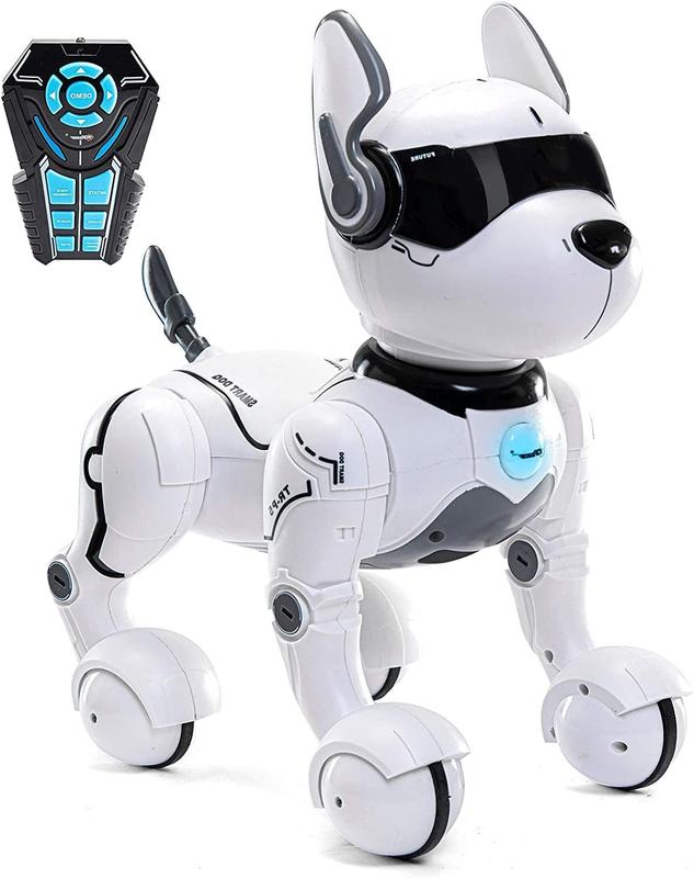 Rechargeable Robot Dog- Interactive Smart Robo Dog for Kids Ages 5-7 - Programmable with Remote Control, Voice and Touch Features - Realistic Actions and Perform Tricks - 4x5x6 Inches (White)