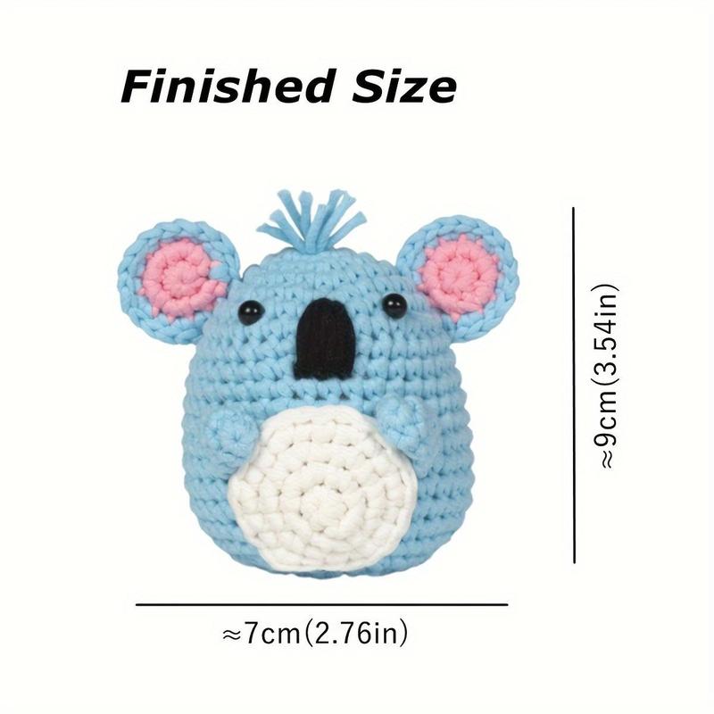 Koala Crochet Kit, 1 Set Cute Koala Design Crochet Material Package, Beginner Crochet Yarn Kit, Knitting Handmade DIY Cartoon Doll for Beginners