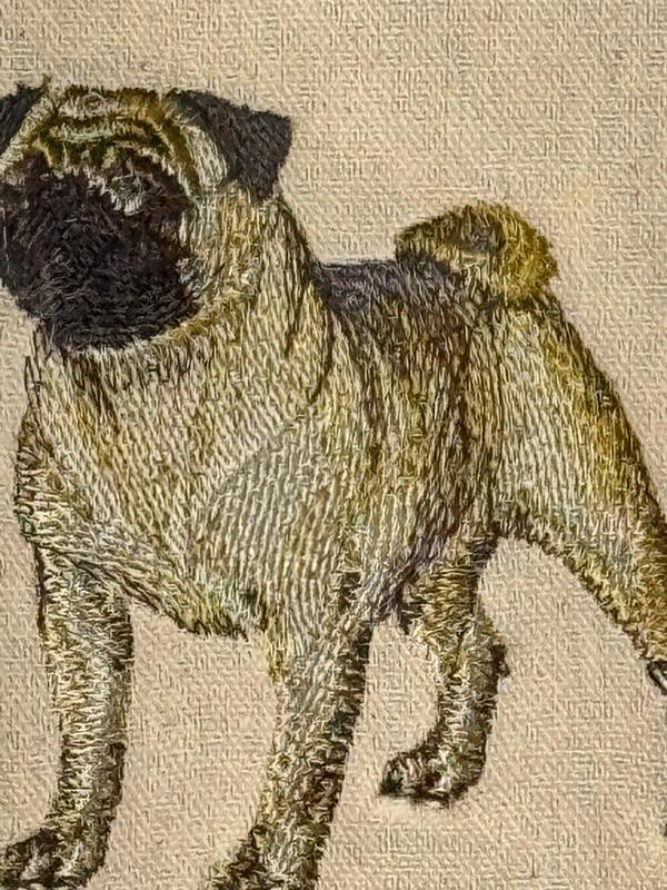 Pug Machine Embroidered and Framed!  Other Designs and Breeds Available!