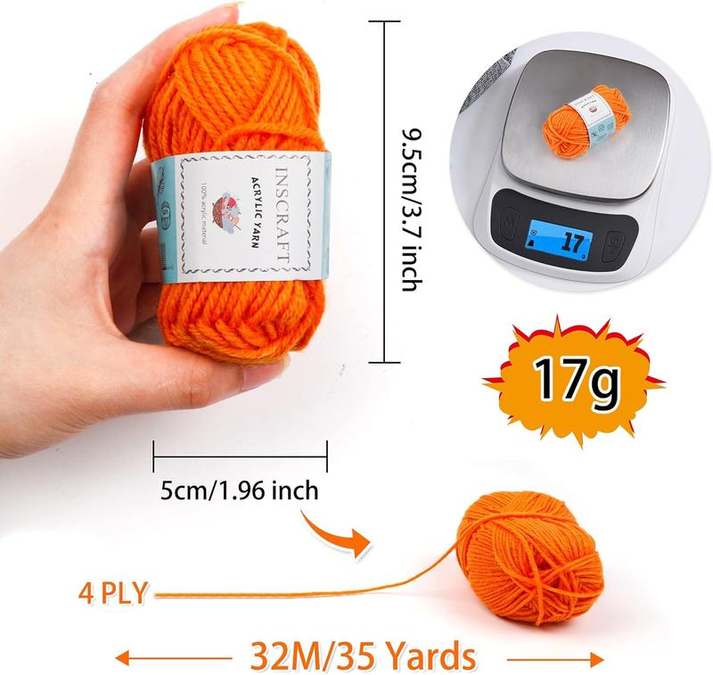 INSCRAFT 62 Acrylic Yarn Skeins, 2170 Yards Yarn for Knitting and Crochet, Includes 2 Crochet Hooks,2 Weaving Needles,10 Stitch Markers, Perfect Beginner Kit