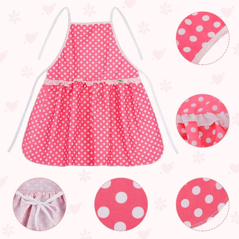 Christmas gift Kids Cooking Baking Set 19Pcs, Kids Chef Role Play Costume Set - Chef Hat and Matching Pink Apron Children Dress up Pretend Gift for 3 4 5 6 7 8 Year Old Girls Toys