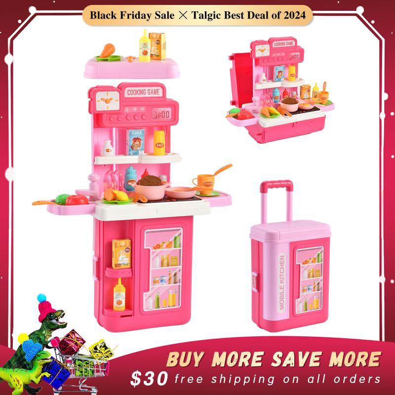 [Limited offer]Kitchen Playset 41 PCS Toys for Kid with sound and ligt, Gift for girls