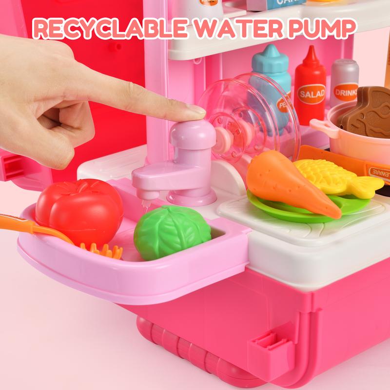 [Limited offer]Kitchen Playset 41 PCS Toys for Kid with sound and ligt, Gift for girls