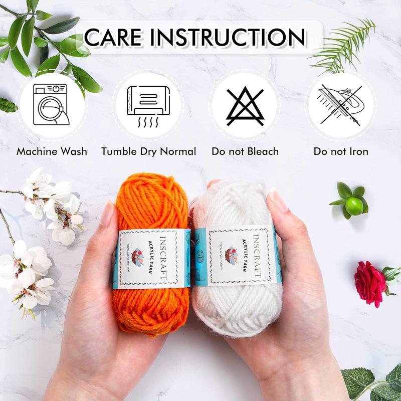 INSCRAFT 62 Acrylic Yarn Skeins, 2170 Yards Yarn for Knitting and Crochet, Includes 2 Crochet Hooks,2 Weaving Needles,10 Stitch Markers, Perfect Beginner Kit