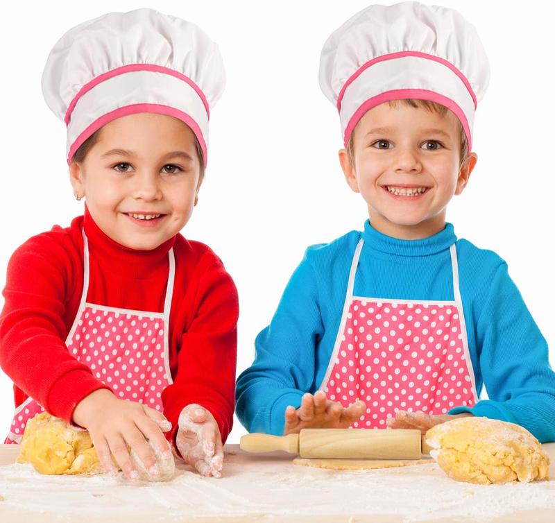 Christmas gift Kids Cooking Baking Set 19Pcs, Kids Chef Role Play Costume Set - Chef Hat and Matching Pink Apron Children Dress up Pretend Gift for 3 4 5 6 7 8 Year Old Girls Toys