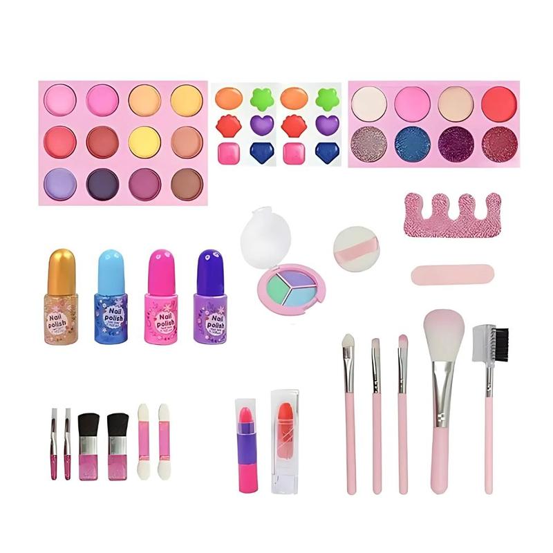 58 Pcs Kids Makeup Kit for Girl, Princess Toys Real Washable Cosmetic Set , Kids Makeup Sets for Girls, Play Make Up Christmas Gifts