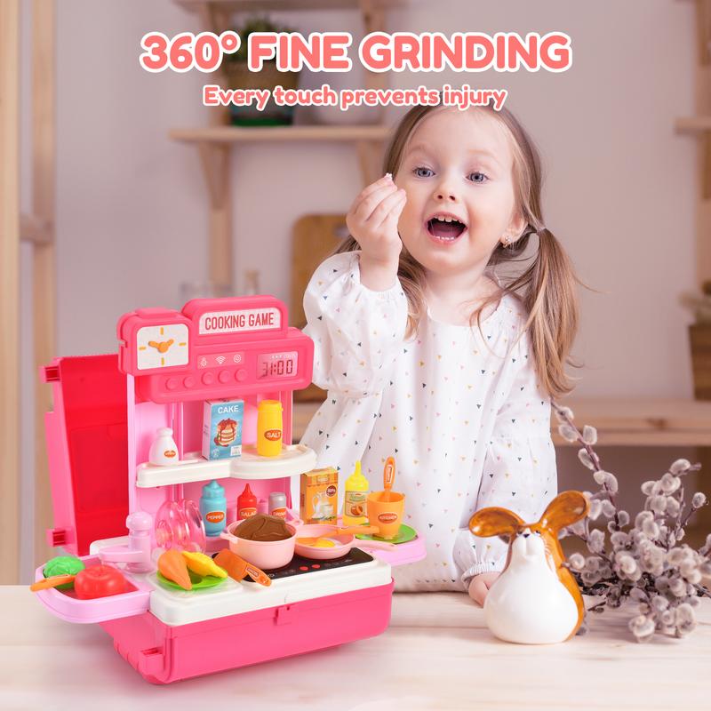 [Limited offer]Kitchen Playset 41 PCS Toys for Kid with sound and ligt, Gift for girls