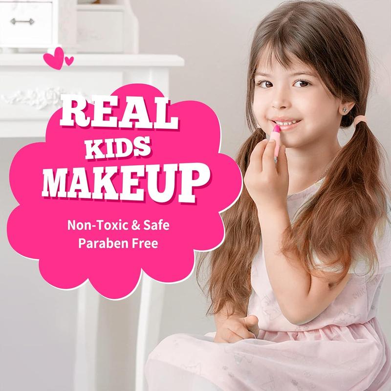 ULOVEME Kids Real Makeup Kit for Little Girls - Real, Non Toxic, Washable Make Up Toy - Umicorn Toys Gift for 3 4 5 6 7 8 9 10 12 Years Old Girls Birthday (Pink Umicorn)