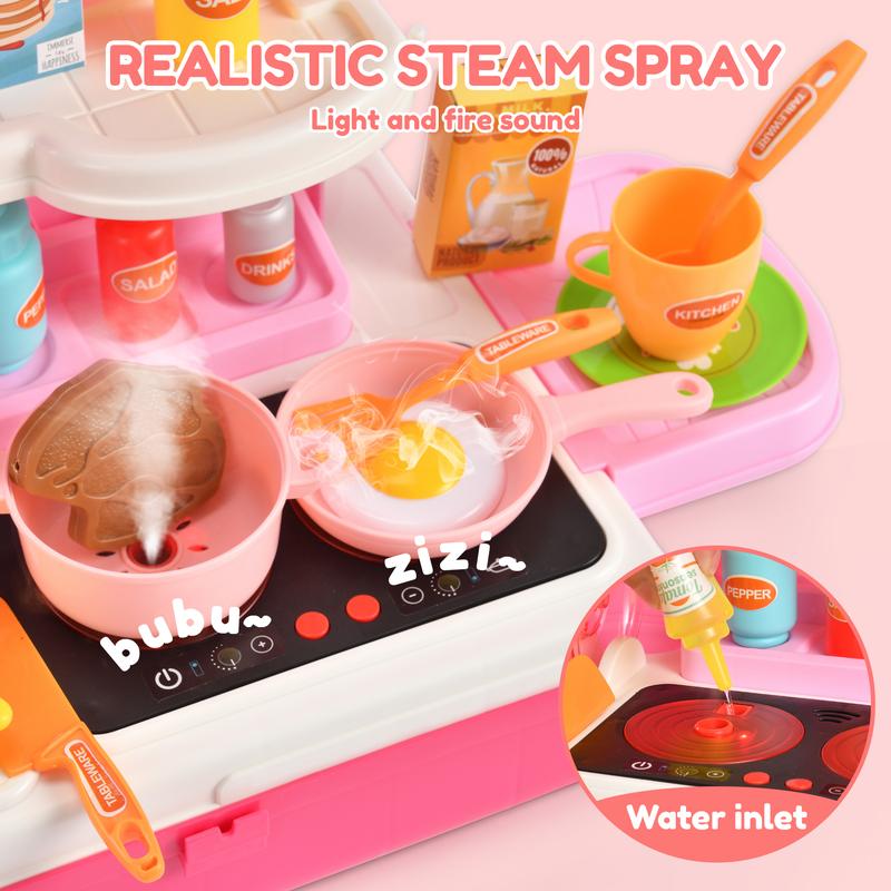 [Limited offer]Kitchen Playset 41 PCS Toys for Kid with sound and ligt, Gift for girls